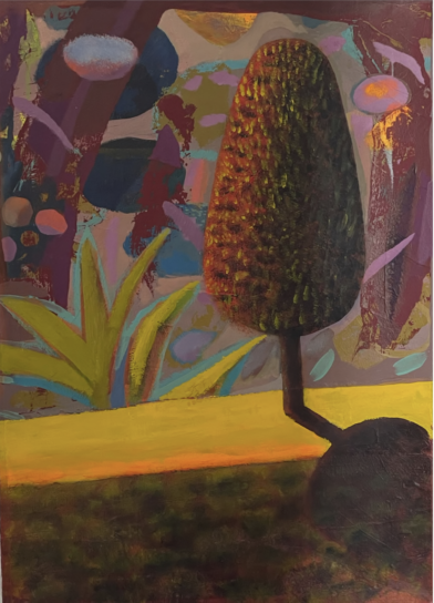 Purple sky, yellow path